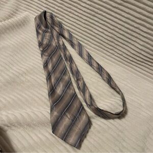 Kenneth Cole New York Striped Tan and Gray Tie